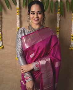 Full Hand Silk Saree Blouse, Full Hands Blouse Designs, Hands Blouse Designs, Saree Pins, Hand Collection, Brocade Blouse Designs, Wedding Makeover, South Indian Wedding Saree