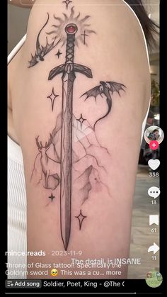 Dorian Havilliard Tattoo, Simple Throne Of Glass Tattoos, Wind Cleaver Manon, Throne Of Glass Tattoo Sleeve, Goldryn Tattoo Tog, Throne Of Glass Goldryn Tattoo, Goldryn Tattoo, Manon Blackbeak Tattoo, Narrow Tattoo Ideas