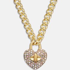 Nwt Coach Heart Turnlock Pav Chain Link Necklace Gold / Pink Multicolor Plated Brass, Glass And Cubic Zirconia Lobster Clasp Closure Adjustable 16" - 18" (L) Style No. Cg082 Don’t Have Poshmark? Don’t Worry, Sign Up With Code Bee_gomez To Get $10.00 Off Your First Purchase Rose Gold Heart-shaped Chain Necklace, Pink Chunky Chain Necklace For Gift, Pink Chunky Chain Link Necklace, Pink Chunky Chain Necklace As Gift, Pink Chain Link Necklace With Adjustable Chain, Pink Chain Link Necklace For Gift, Pink Heart-shaped Chain Jewelry, Coach Heart Charm Heart Jewelry, Coach Heart Charm Jewelry