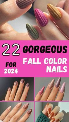 Nail Art Fall 2024, Multi Colored Fall Nails, Multi Colored Nails Fall, Fall Multicolor Nails, Fall Nail Color Ideas, Autumn Nail Art, Shellac Nail Colors, Gel Polish Designs, Fall Nail Color