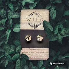 These earrings are handcrafted with love and passion. Sustainably made from recycled woodworking discard. Each set of earrings are thoughtfully designed, hand-sanded, hand-painted, and/or freehand pyro-penned. Our painted earrings are completed with a non-toxic, non-yellowing finish for longevity. Pyro-penned non-painted earrings are completed without a finish. The completed earring is then set on a stainless steel, hypoallergenic backing with a push-back closure and additional rubber closure. T Minimalist Jewelry In Natural Tones As A Gift, Green Handmade Eco-friendly Jewelry, Handmade Natural Earrings With Nature-inspired Style, Handmade Natural Nature-inspired Earrings, Handmade Nature-inspired Earrings For Everyday, Handmade Natural Color Nature-inspired Earrings, Handmade Nature-inspired Everyday Earrings, Nature-inspired Handmade Earrings For Everyday, Green Nature-inspired Everyday Earrings