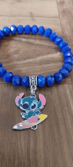 Super Cute & Fun Bracelet  Lightweight  Fits Most Adults Themed Beaded Bracelet Jewelry, Blue Adjustable Novelty Bracelets, Blue Adjustable Novelty Bracelet, Adjustable Beaded Novelty Jewelry, Blue Adjustable Novelty Jewelry, Stitch Things, Stitch Jewelry, Jordan Shoes Retro, Fun Bracelet