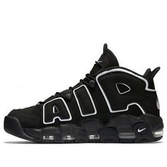 The Nike Air More Uptempo 'Black' 2016 is a stylish sneaker inspired by street graffiti culture. The bold and eye-catching design features a thick leather upper with a pair of large 'AIR' lettering on each side. The rubber sole provides superior cushioning and comfort, making it a perfect choice for any activity. The Air More Uptempo series is a classic and timeless design that has been popular since its release in 1996. The 'Black' 2016 edition is a sleek and stylish addition to the series, perfect for any occasion. (SNKR/Retro/Non-Slip/High Top/Basketball) Nike Uptempo Sneakers, Graffiti Culture, Uptempo 96, Nike Air Uptempo, Nike Air More Uptempo, Nike Air More, Street Graffiti, Stylish Sneakers, High Top