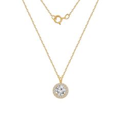 Crafted from real 14K solid gold, our dainty gold necklace is tarnish free and 100% hypoallergenic—nickel free, lead free, and safe for even the most sensitive skin. It can be worn in the shower and will endure for years to come. Classic Gold Solitaire Necklace With Halo Setting, Gold Solitaire Necklace With Halo Setting In Round Cut, Gold Solitaire Necklace With Round Cut Halo Setting, 14k Yellow Gold Diamond Necklace With Halo Setting, Gold Solitaire Necklace With Halo Setting For Formal Occasions, Gold Halo Round Pendant Necklace, Gold Round Pendant Necklace With Halo, Gold Diamond Halo Necklace For Gift, Classic Gold Diamond Necklace With Halo Setting