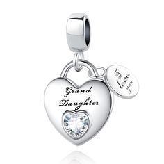 PRICES MAY VARY. 【Design Concept】-Heart charm is to celebrate the cherished bond between grandparents and their granddaughter. This charm features a large heart-shaped pendant with the word "Granddaughter" engraved on it, expressing the deep love and affection grandparents have for their granddaughter. Adjacent to the large heart pendant, there is a small disc charm with the inscription "I love you," reinforcing the heartfelt expression of love. 【Perfect fit for most bracelets】-With a hole diame Chirstmas Gift, Family Forever, Love Your Family, Large Heart, Pandora Bracelet Charms, Deep Love, Pandora Bracelets, Crystal Charm, Bracelet Collection