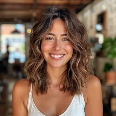 Hair Cuts Thick Hair, Haircut And Highlights, Wavy Medium Length Hair, Hair With Long Layers, Thick Wavy Haircuts, Naturally Wavy Hair Cuts, Collarbone Length Hair, Shoulder Length Wavy Hair, Wavy Layered Hair