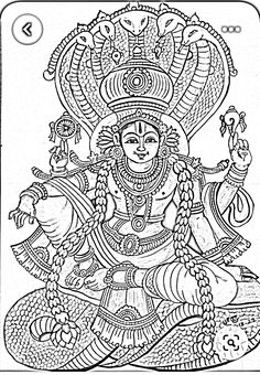 Devi Illustrations, Kerala Mural Painting Outline, Mural Painting Outline, Mural Painting Outline Sketches, Kerala Mural Painting Outline Sketches, Mural Painting Kerala, Vishnu Painting, Outline Sketches, Phad Painting