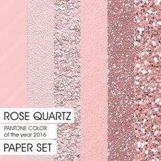 the rose quartz pantone color of the year 2016 paper set is shown in three different shades