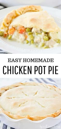 easy homemade chicken pot pie recipe with text overlay