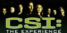 the cast of the tv show csi is shown in front of a black background with green lettering