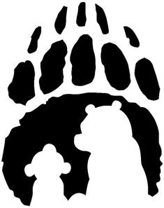 an animal paw print with the silhouette of a bear's foot