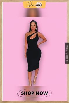 Cut Out Solid One Shoulder Bodycon Party Dress Bodycon Party Dress, Bodycon Dress Parties, Event Dresses, 1 Million, Women's Fashion Dresses, Occasion Dresses, Party Dress, Cut Out, One Shoulder