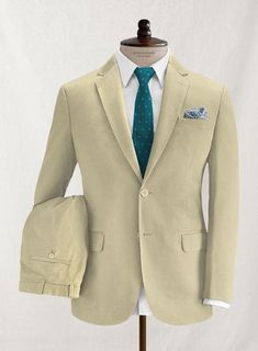 Truly unique and fascinating, make your tailored collection a bit more special by adding this Stretch Summer Weight Khaki Chino suit. Crafted from cotton lycra blend, this suit offers natural stretch for effortless motion. Combine it with a matching waistcoat, a crisp white shirt, brown patterned tie and brown shoes. L Grey Tweed Suit, Ivory Suit, Unstructured Jacket, Navy Chinos, Tweed Trousers, Green Chinos, Linen Suits, Tweed Suits, Brown Shoes