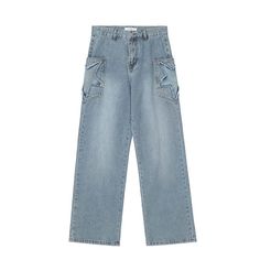 Street American Retro Jeans For Men-Super Amazing Store Blue Straight Leg Bottoms With Zip Fly, Blue Wide Leg Bottoms With Zip Fly, Urban Straight Bottoms With Pockets, Casual Blue Pants With Zip Fly, Urban Blue High Waist Cargo Pants, Urban Style Blue High Waist Cargo Pants, Straight Bottoms With Pockets For Streetwear, Urban High Waist Blue Cargo Pants, Urban Style High Waist Blue Cargo Pants