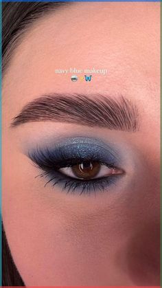 ➡️IG:@paulina_kurkowska Navy Blue Makeup, Navy Makeup, Blue Eyeliner Makeup, Blue Eyeshadow Makeup, Welcome To The Dark Side, Blue Eyeshadow Looks, Holiday Makeup Looks