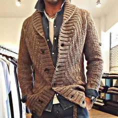 Mode Mantel, Knit Sweater Coat, Winter Knit Sweater, Lapel Coat, Mens Cardigan Sweater, Solid Color Sweater, Long Sleeve Knitted Cardigan, Cardigan Sweater Coat, Mens Stripes