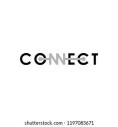 the word connect is written in black and white on a white background with an arrow