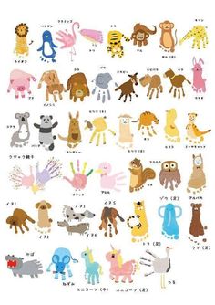 an illustrated poster with different types of animals on it's sides and numbers in the middle