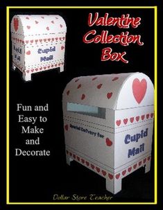 an advertisement for a valentine's day celebration box with hearts on the top and bottom