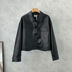 Brand Name: FTLZZClosure Type: Single BreastedDecoration: ButtonMaterial: Faux LeatherMaterial: PUOrigin: CN(Origin)Season: Spring/AutumnStyle: Moto BikerSleeve Style: RegularSleeve Length(cm): FullOuterwear Type: Leather SuedeDetachable Part: NONEModel Number: 210304YQ5Clothing Length: RegularAge: Ages 18-35 Years OldCollar: Turn-down CollarGender: WOMEN Punk Style Long Sleeve Faux Leather Jacket, Punk Style Faux Leather Jacket With Long Sleeves, Black Faux Leather Button-up Jacket, Fall Biker Jacket With Button Closure, Spring Punk Outerwear With Buttons, Black Biker Jacket With Button Closure For Spring, Black Faux Leather Jacket With Buttons, Trendy Winter Leather Jacket With Button Closure, Trendy Leather Jacket With Button Closure For Winter