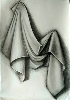 a pencil drawing of a folded cloth