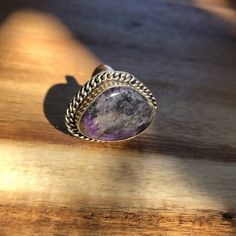 Silver Metal Ring with Purple Stone Beautiful handmade ring with signs of wear. Not sure of the materials of the piece. Purple Stones, Metal Rings, Handmade Ring, Rings Statement, Metallic Silver, Statement Rings, Jewelry Rings, Accessory Gift, Stone