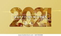 happy new year 2012 made up of golden polygonal shapes and the number twenty five