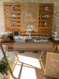 the dessert table is set up for guests to eat