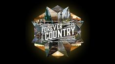 the logo for forever country is shown on a black and white background with an abstract design