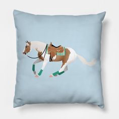 a pillow with a horse painted on it