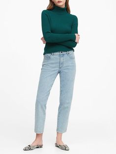 Ribbed Turtleneck Sweater | Banana Republic Structured Blazer, Clothes Model, Ribbed Turtleneck Sweater, Slip Skirts, Knit Texture, Ribbed Turtleneck, Professional Attire, Slip Skirt, Turtleneck Sweater