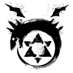 the legend of zelda symbol in black and white with splashes on it's face