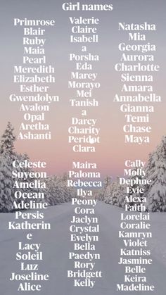 an image of a snow covered field with the names of different people in each country