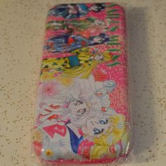 there is a plastic case with cartoon characters on it