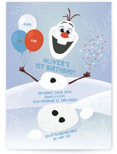 a frozen world birthday card with an image of the character from frozen world holding balloons