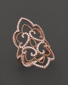 Diamond Statement Ring in 14K Rose Gold, 1.0 ct. t.w. | Bloomingdale's Statement Rings Diamond, Vintage Style Rings, Jewels Rings, Pretty Jewellery, White Rose, Statement Ring, Diamond Rings, Jewelry Stores