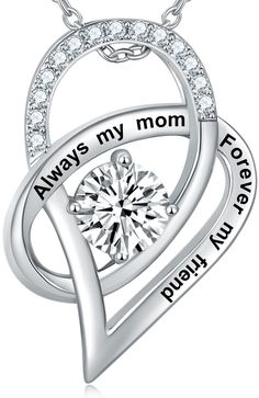 PRICES MAY VARY. ❤️BEST CHRISTMAS DAY GIFTS FOR MOM❤️ - Giving such a magnificently–designed necklace is a beautiful way to tell your unique mother how you feel about her and the necklace will be of fine enough quality to last as long as your love for her. The engraved loving message "Always my mom Forever my friend" will not fade, with clearly visible. 💎Welcome to check ASIN B08M943TX6 and B08LCD5P69, there are more meaningful and beautiful mother gifts for your choice.💎 ❤️PERFECT ELEGANT SIZ Grandma Granddaughter, Xmas Wedding, Christmas Necklace, Wedding Present, Professional Jewelry, Mom And Sister, Girl Jewelry, Forever Me, White Gold Jewelry