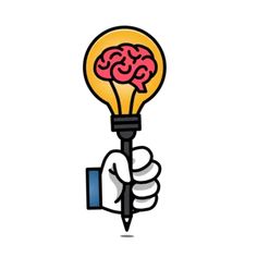 a hand holding a light bulb with a brain in it's center and pointing to the