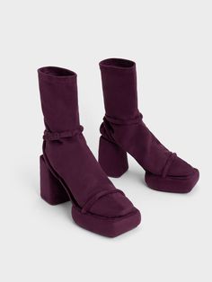 Burgundy Lucile Textured Platform Calf Boots - CHARLES & KEITH US Burgundy Platform Boots With Round Toe For Fall, Winter Burgundy Ankle-high Heeled Boots, Burgundy Platform Boots For Fall, Burgundy Ankle-high Heeled Boots For Winter, Trendy Burgundy Winter Boots, Trendy Burgundy Boots For Winter, Trendy Burgundy Heeled Boots For Fall, Fall Purple Platform Boots, Fall Platform Heeled Boots With Ankle Strap