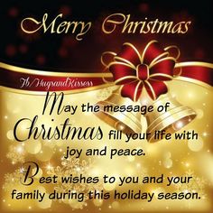 merry christmas message with bells and snowflakes