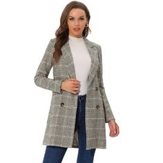 Plaid Overcoat, Shaggy Jacket, Gothic Jackets, Overcoat Jacket, Long Coat Jacket, Checked Jacket, Mini Cami Dress, Double Breasted Jacket, Plaid Blazer