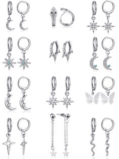 PRICES MAY VARY. Sufficient quantity: our package contains 12 pairs of small hoop drop dangle earrings with different styles, rich in designs and sufficient quantity will meet your daily decoration needs, we offer you 2 different sets to choose, detailed information please refer to pictures Quality material: made of alloy, our huggie hoop dangle earrings are safe for you to wear, lightweight and won't add more burdens to your ears, comfortable to wear and won't cause discomfort, suitable for mos Earrings With Charms, Hoop Earrings Aesthetic, Hoop Dangle Earrings, Earrings Aesthetic, Dangle Hoop Earrings, Chic Gifts, Hoop Earring Sets, Rainbow Earrings, Small Earrings Studs