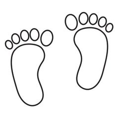 the footprints of two people are shown in black ink on a white background, with an outline