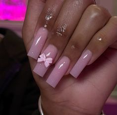 Acrylic Nails Y2k, Coquette Nail, Plain Nails, Hippie Nails, Cute Nail Ideas, Basic Nails, Simple Acrylic Nails, Acrylic Nails Designs