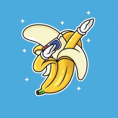 a cartoon banana flying through the air