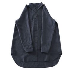 Early Autumn Cotton Linen Loose Casual Blouse Aug 2021 New-Arrival M Black Patch Bag, Blouse Collar, Oversized Linen Shirt, Shirt Art, Trendy Blouses, Early Autumn, Summer Color, Polo Neck, Loose Blouse