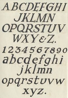 an old fashioned type of alphabet with numbers and letters on it's sides, in black ink