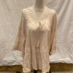 Never Worn. Perfect Condition. Summer Tunic, Summer Tunics, Trim Color, Summer Tops, Tunics, Lace Detail, Tunic Tops, Super Cute, Womens Tops