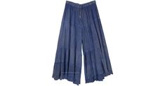 Blue Jeans Stonewashed Boho Wide Leg Tiered Pants in Clothing - A relaxed pair of long dull stonewashed blue palazzo pants for the any season. Features: Split-Skirts-Pants, Stonewash, XL-Plus, Solid, Tall. Tiered Pants, Blue Wide Leg Pants, Split Skirt, Rayon Pants, Blue Outfit, Palazzo Pants, Skirt Pants, Wide Leg Pants, Blue Jeans