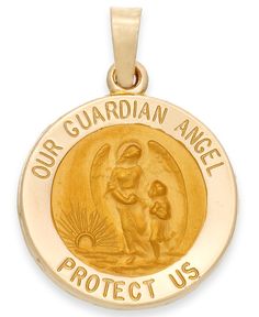 Give the gift of a guardian angel. This symbolic pendant features an engraved disc that reads "Our Guardian Angel Protect Us". Crafted in 14k gold. Approximate drop: 3/4 inch. Macy's Oval Gold Jewelry, Macy's Tarnish Resistant Jewelry Gift, Classic Gold Jewelry From Macy's, Classic Yellow Gold Jewelry From Macy's, Macy's Classic Gold Jewelry, Macy's Classic Yellow Gold Jewelry, Macy's Pendant Jewelry As Gift, Macy's Fine Jewelry Tarnish Resistant, Macy's Tarnish Resistant Fine Jewelry